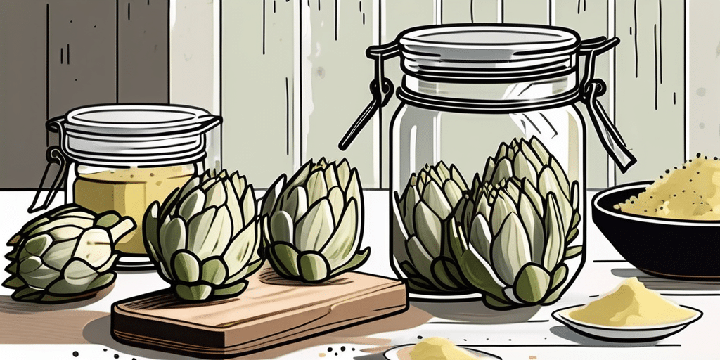 Tavor artichokes being carefully placed in a glass jar