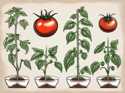 Various stages of a tomato plant's growth