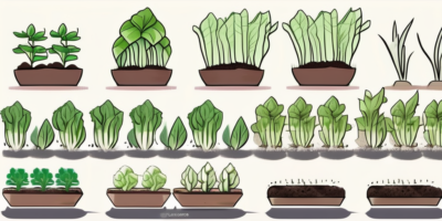 Little gem lettuce plants at different stages of growth in a garden setting