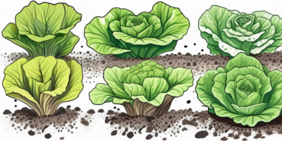 Speckled lettuce plants in different stages of growth