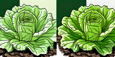 A vibrant green oakleaf lettuce on one side and a simpson elite lettuce on the other side