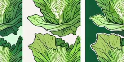 A vibrant green oakleaf lettuce and a crisp sucrine lettuce side by side