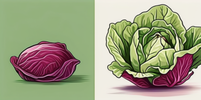 A may queen lettuce and a ruby lettuce side by side