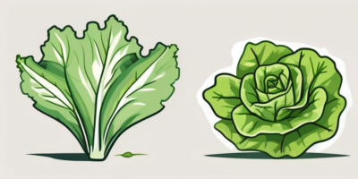 An oak leaf lettuce and a tom thumb lettuce side by side for comparison