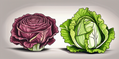 Two distinct types of lettuce - ruby lettuce and simpson elite lettuce - side by side for comparison