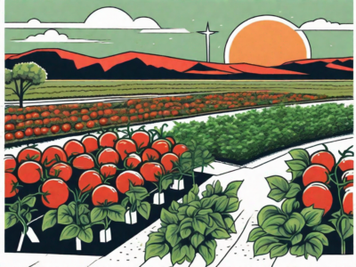 A vibrant tomato garden thriving under the hot texas sun