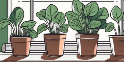 A pot with healthy spinach plants growing inside