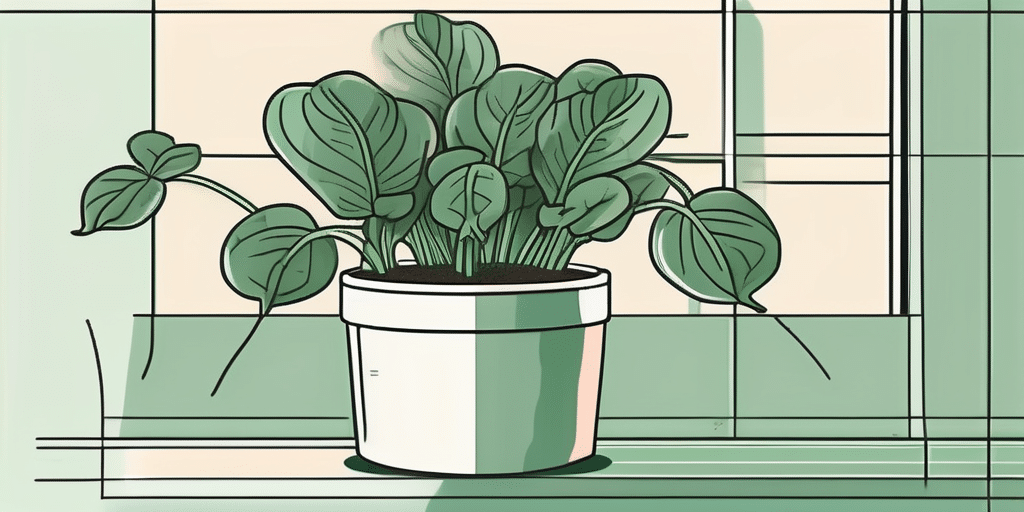 A matador spinach plant thriving in a container pot