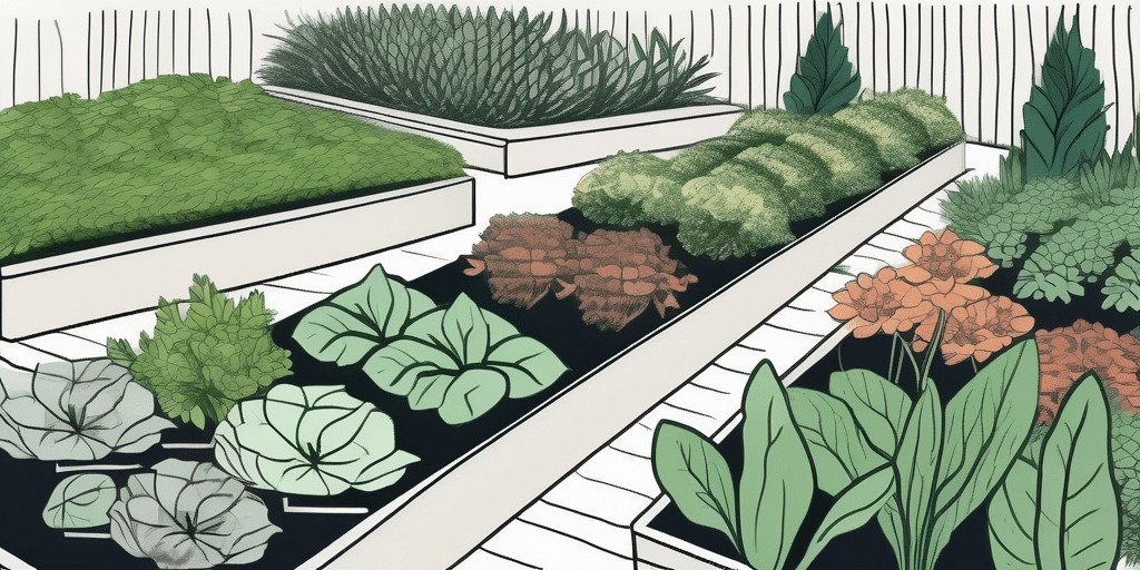 A garden bed with different types of plants