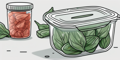 Matador spinach leaves neatly stored in a glass container with a lid