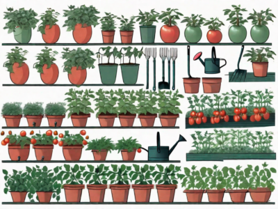 A variety of tomato plants at different stages of growth in a well-tended garden