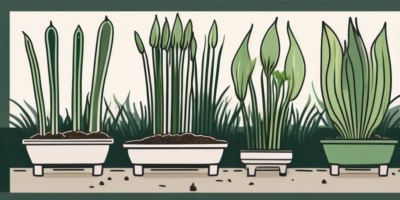 A garden scene with leeks at different stages of growth