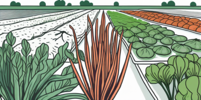 A leek garden with various companion plants like carrots