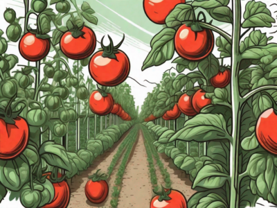 A vibrant tomato garden in the scenic landscape of idaho