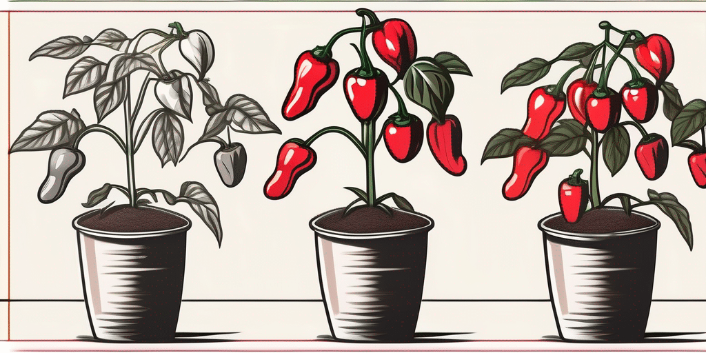 A vibrant cherry bomb pepper plant