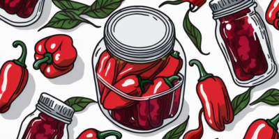 A collection of vibrant cherry bomb peppers being placed into a glass jar for preservation