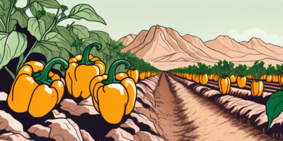 Golden bell peppers thriving in an arizona landscape