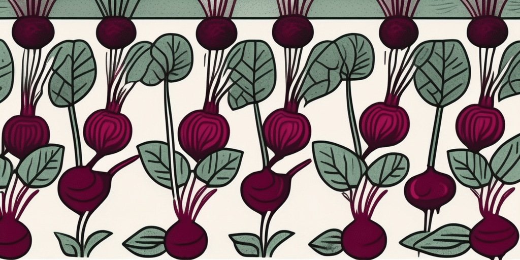 A garden plot with ruby queen beets being planted in a specific pattern and spacing