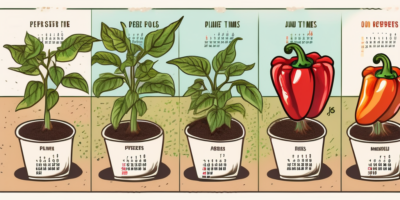 Different types of peppers growing in a garden
