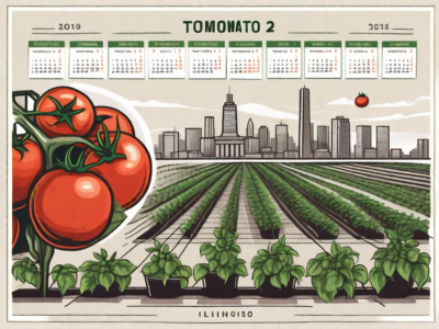 A calendar with tomato plants at different growth stages