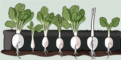 White icicle radishes in various stages of growth