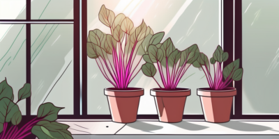 A few avalanche beets growing in an indoor pot