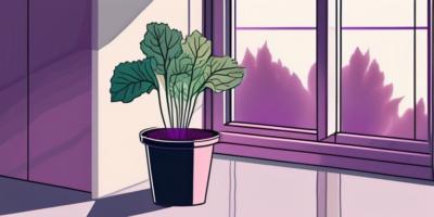 A pot with a forono beet plant growing indoors