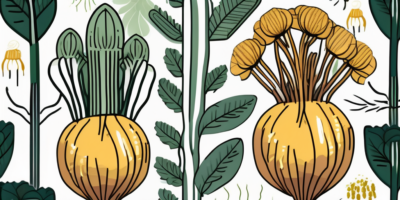A garden scene highlighting golden beets and their companion plants