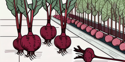 A garden scene showcasing red ace beets thriving among their companion plants