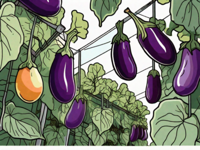 A thriving eggplant garden with lush leaves and vibrant
