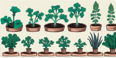 Toscano kale plants at various stages of growth