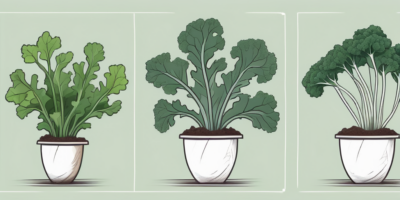 A kale plant in different stages of growth