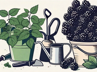 Lush blackberry bushes with ripe blackberries