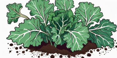 A vates kale plant with visible roots in nutrient-rich soil