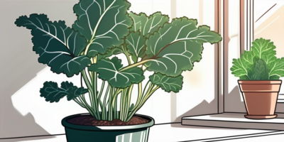 A dwarf siberian kale plant flourishing in an indoor pot