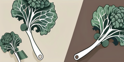 A mature toscano kale plant in a garden setting with a pair of gardening shears indicating the appropriate place to cut for harvesting