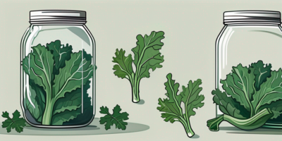 Fresh toscano kale being stored in a glass jar