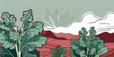 Lush red russian kale plants in an oregon landscape