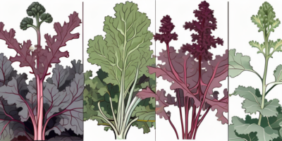 Red russian kale plants in a virginia garden setting