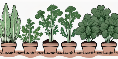 Redbor kale plants in various stages of growth