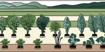 Redbor kale plants in various stages of growth