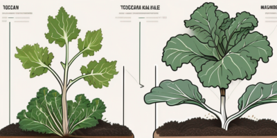 Toscano kale plants at different stages of growth in a maryland garden setting