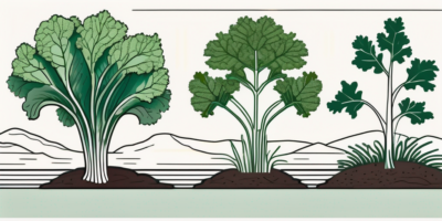 White russian kale plants in different stages of growth