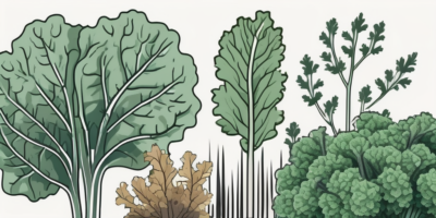 A kale plant in different stages of growth