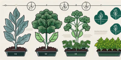 A dwarf siberian kale plant in a garden setting