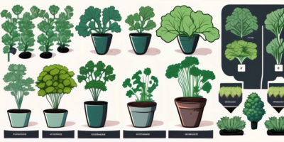 Dwarf siberian kale plants in various stages of growth