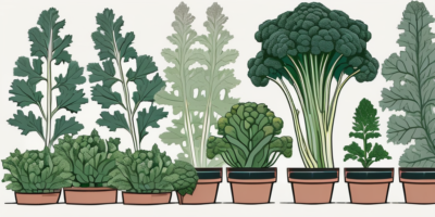 Lacinato kale plants in different stages of growth