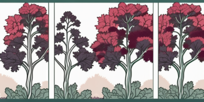 Red russian kale plants thriving in a garden