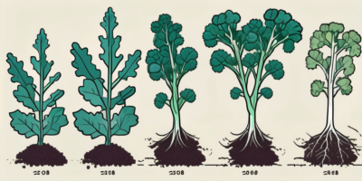 The redbor kale plant in different stages of growth