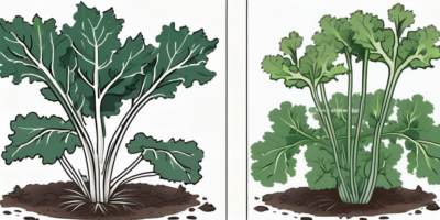 Winterbor kale plants in different stages of growth